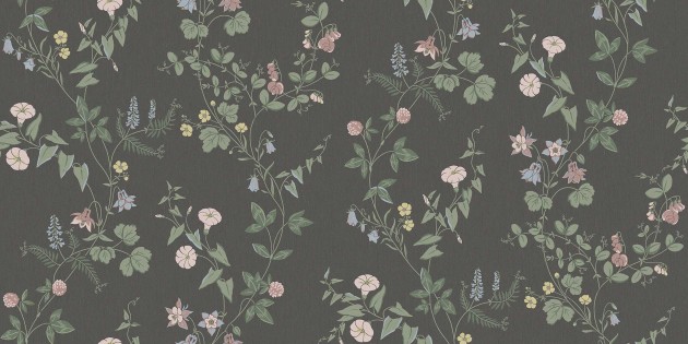 Boras Tapeter 9754W Studio Midsummer Eve Grand Black - mural w polne kwiaty