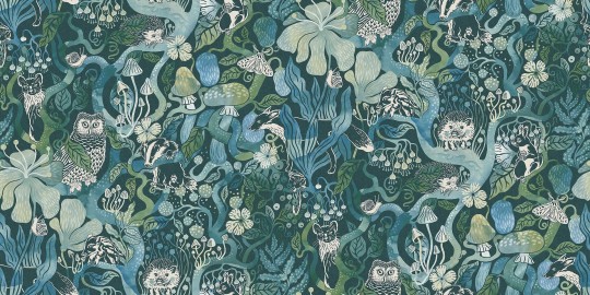 Boras Tapeter 9767W Studio Magic Woods Grand Blue - mural w leśny motyw