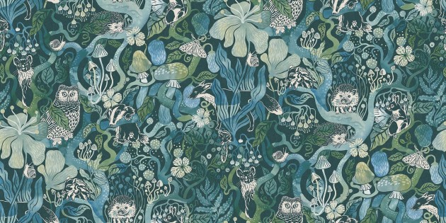 Boras Tapeter 9767W Studio Magic Woods Grand Blue - mural w leśny motyw