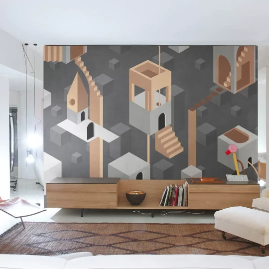Tecnografica 73208-1 Architectures Mame 32 Organge - mural w abstrakcyjny pejzaż miejski