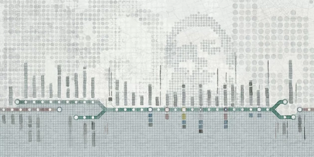 Tecnografica 78442-7 Art Cities Milan Calling Denim Classic - mural w motyw Mediolanu