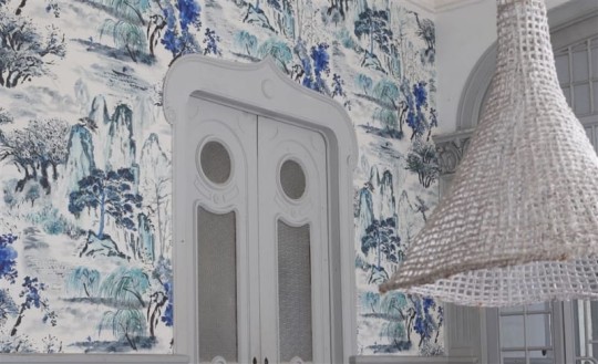 Panel Designers Guild Shanghai Garden PDG654/01 JADE TEMPLE - CORNFLOWER