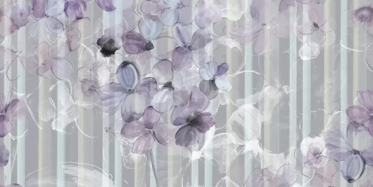 Tecnografica 56090-1 Bioliving Charleston Grey - mural w kwiaty i paski