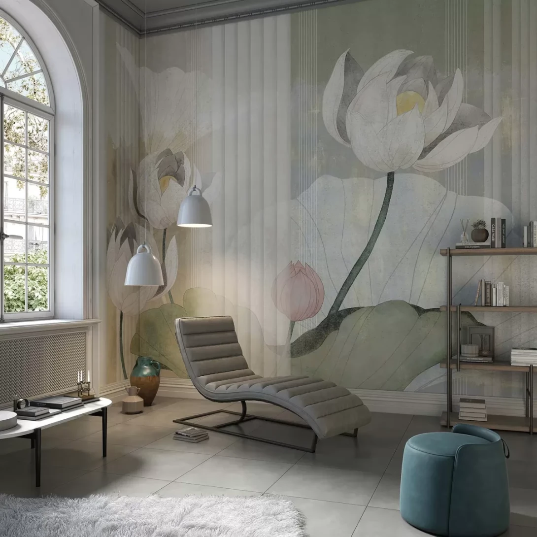 Tecnografica 81522-3 Bioliving Nympheas Sand - mural w lilie wodne