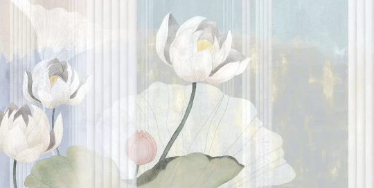 Tecnografica 81522-2 Bioliving Nympheas Light Blue - mural w lilie wodne