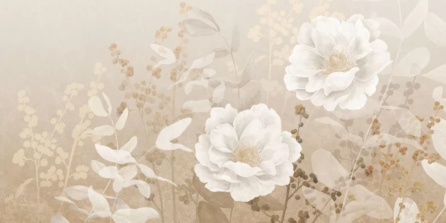 Tecnografica 83493-1 Bioliving Pemberley Beige - mural w duże kwiaty