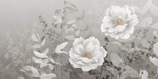 Tecnografica 83493-3 Bioliving Pemberley Grey - mural w duże kwiaty