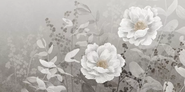 Tecnografica 83493-3 Bioliving Pemberley Grey - mural w duże kwiaty