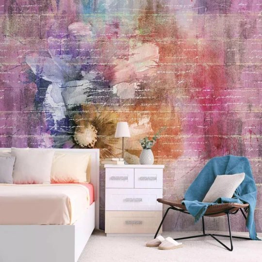 Tecnografica 65485-2A Bioliving Chris Monochrome - mural w kwiaty i ręczne pismo
