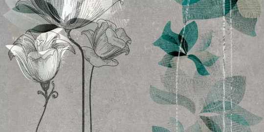 Tecnografica 54542-1 Bioliving Ninfea - mural w kwiaty na betonowym tle