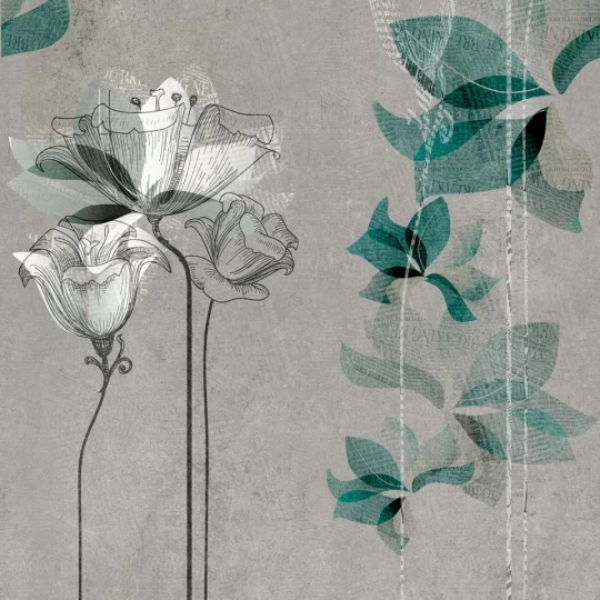 Tecnografica 54542-1 Bioliving Ninfea - mural w kwiaty na betonowym tle