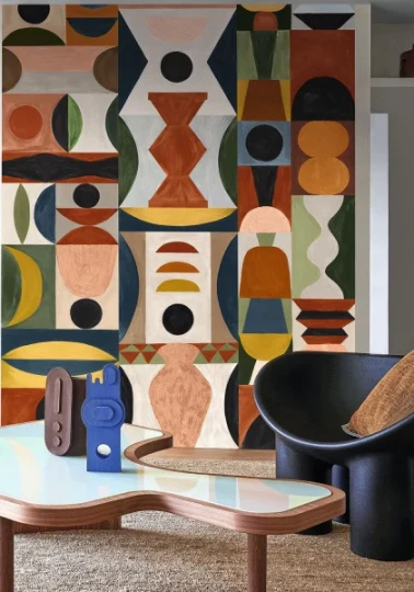 Casamance A75564180 Panoramas 2 Modelage Terracotta/sable - mural geometryczny