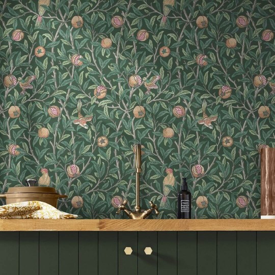Graham & Brown 124260 William Morris At Home - tapeta w ptaki i owoce granatu