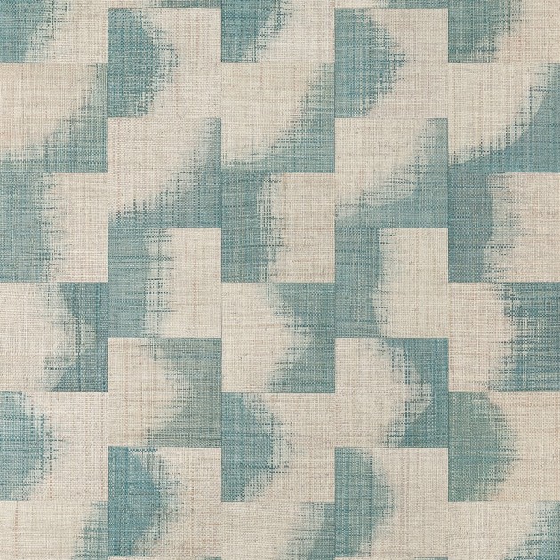 Thibaut T24429 Yutori Raffia Square Mineral - tapeta z rafii w kwadraty