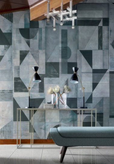 Thibaut TM24433 Yutori Galaxy Mural Graphite and Champagne - mural z abaki w geometryczny wzór