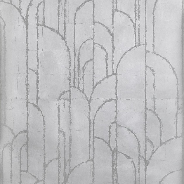 Thibaut T24417 Yutori Deco Moon Silver - tapeta w łuki art deco