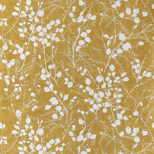 Thibaut T34093 Texture Resource 9 Katamari Bud Dark Gold and White - tapeta w liście o metalicznym połysku