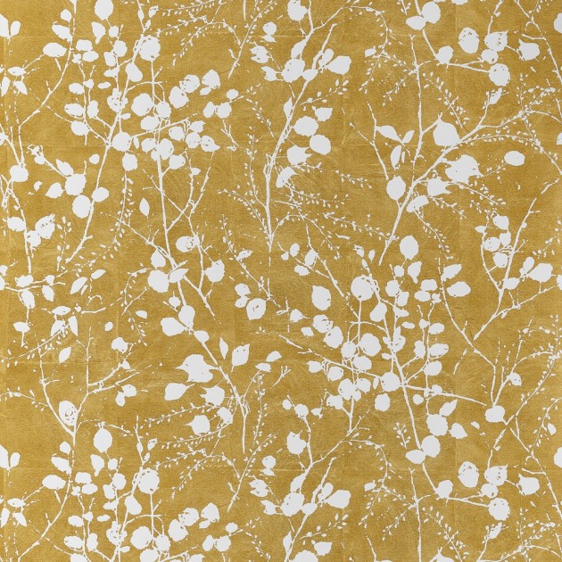 Thibaut TWW34093 Texture Resource 9 Katamari Bud Wide Width Dark Gold and White - tapeta w liście o metalicznym połysku