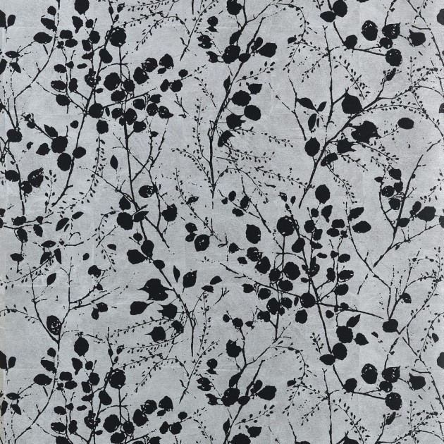 Thibaut TWW34095 Texture Resource 9 Katamari Bud Wide Width Silver and Black - tapeta w liście o metalicznym połysku