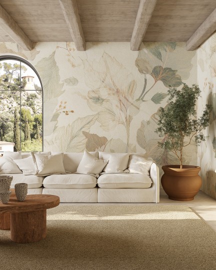 Inkiostro Bianco INKDSBU2501 Inediti Serie 05 Yume - mural w duże liście