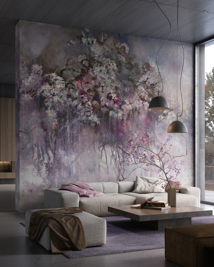 Wonderwall 35 0341 07 Amethyst - mural w kwiaty i drzewo