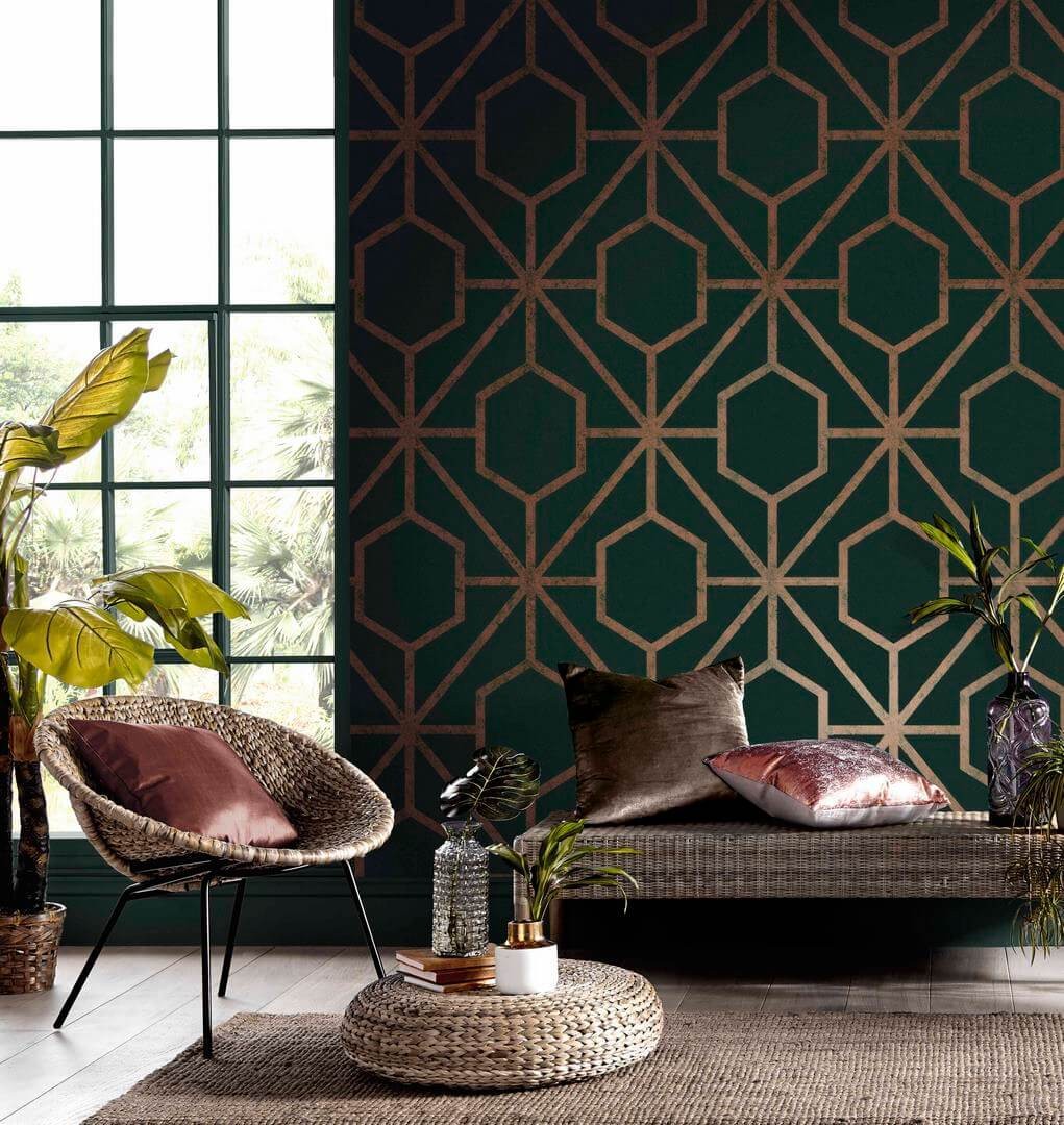 Graham & Brown 112198 Pioneer - tapeta w złotą kratownicę