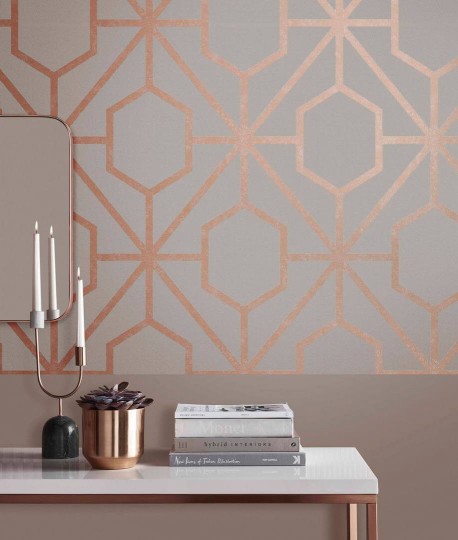 Graham & Brown 112199 Pioneer - tapeta w złotą kratownicę