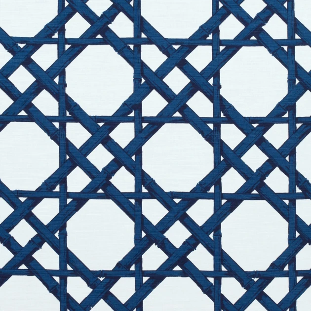 Thibaut T13139 Summer House Cyrus Cane Navy - tapeta w geometryczną kratownice