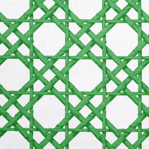 Thibaut T13140 Summer House Cyrus Cane Emerald Green - tapeta w geometryczną kratownice
