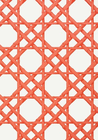 Thibaut T13142 Summer House Cyrus Cane Coral - tapeta w geometryczną kratownice