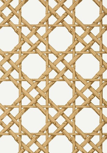 Thibaut T13144 Summer House Cyrus Cane Gold - tapeta w geometryczną kratownice