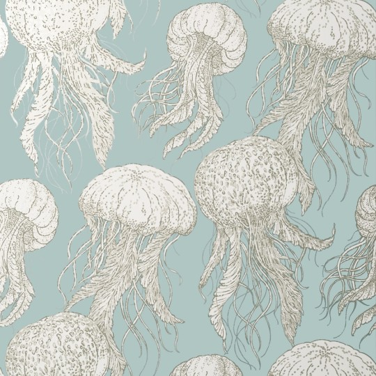 Thibaut T13170 Summer House Jelly Fish Bloom Aqua - tapeta w meduzy