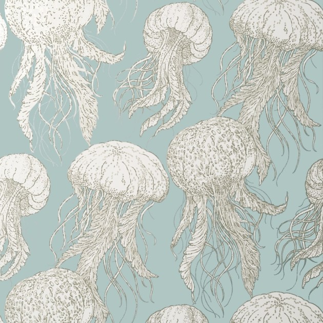 Thibaut T13170 Summer House Jelly Fish Bloom Aqua - tapeta w meduzy