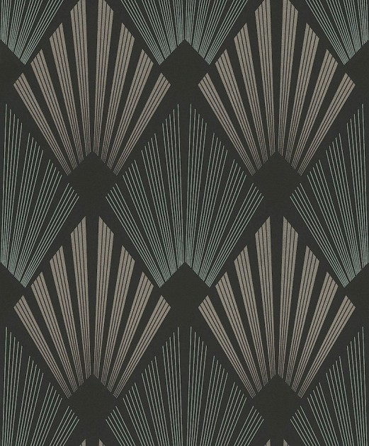 Khroma GAT302 The Texture Book Gatsby Ivy - tapeta w geometryczne wachlarze art déco