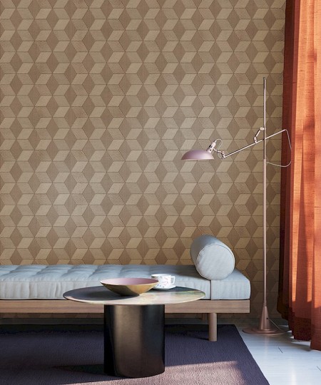 Khroma ORB503 The Texture Book Manhattan Nut - tapeta geometryczna w romby i jodełkę