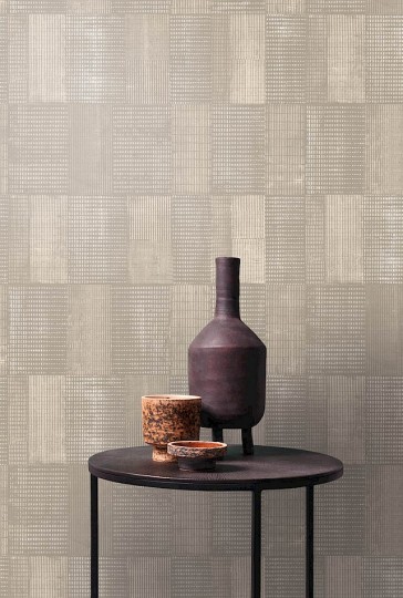 Khroma SUM303 The Texture Book Gyan Taupe - tapeta geometryczna w plecione prostokąty