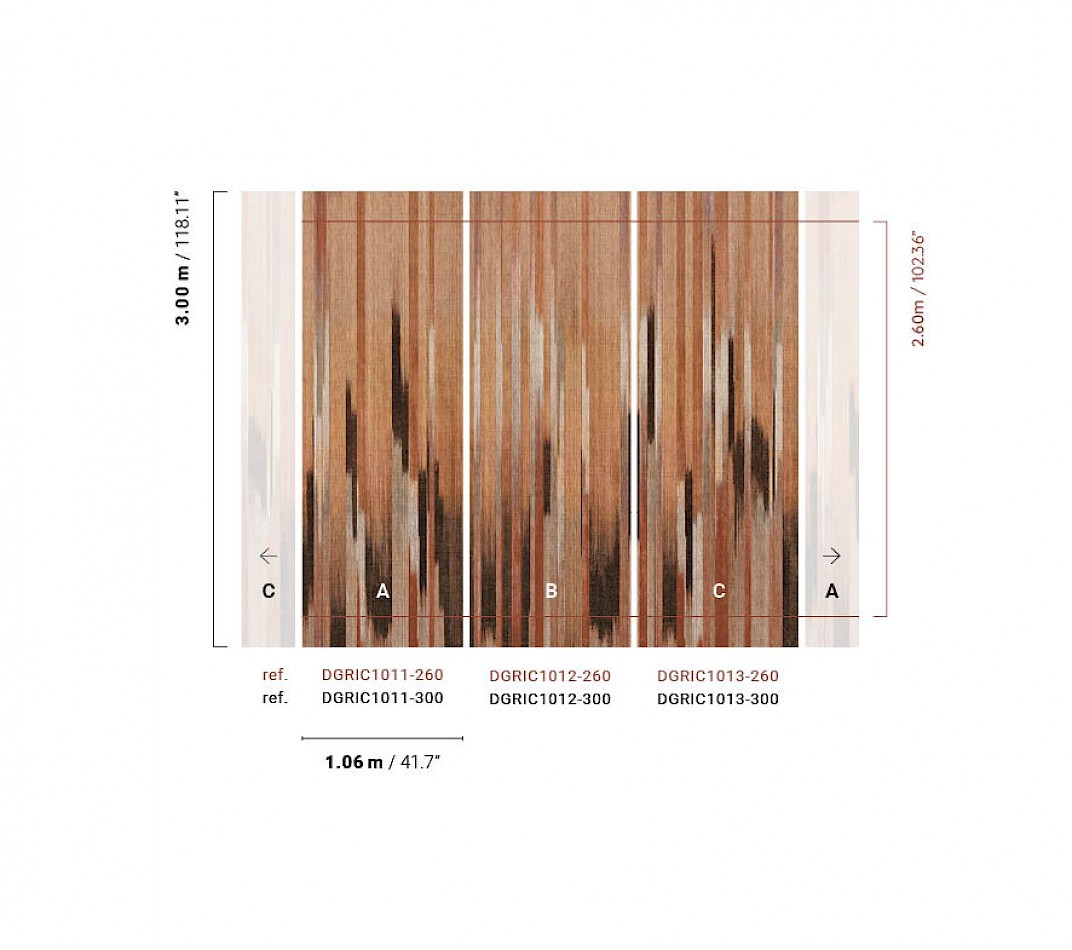 Khroma DGRIC1012-260 Serica Holi Mocca - mural w pionowe pasy
