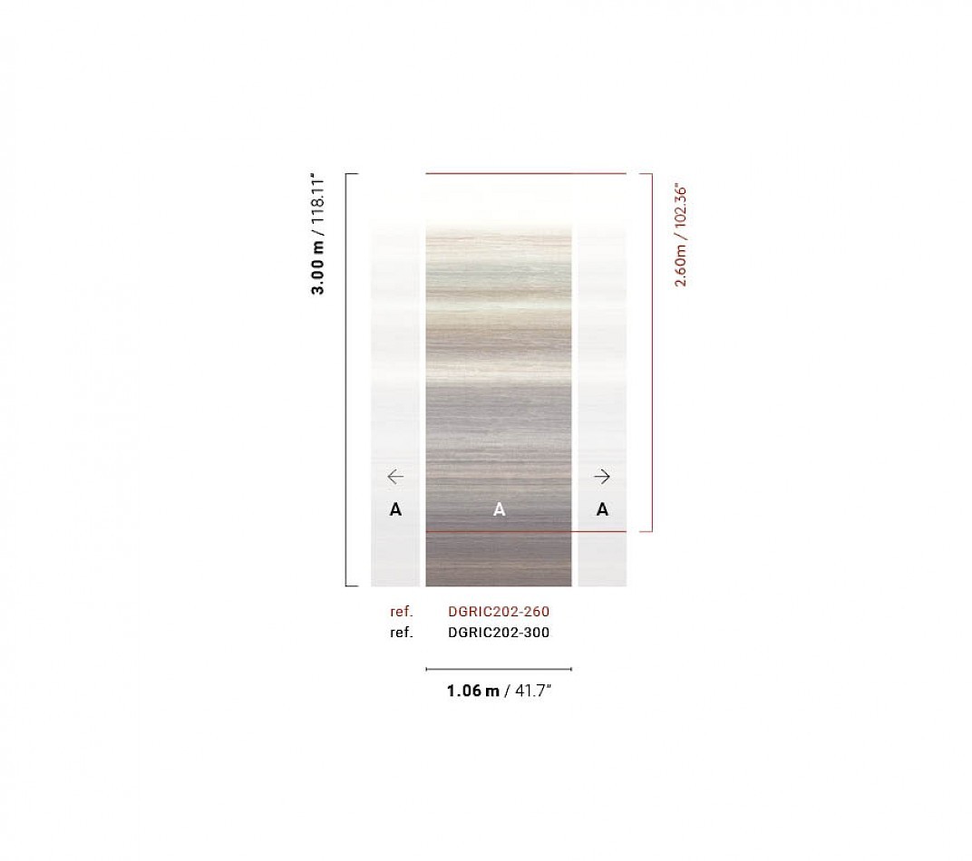 Khroma DGRIC202-300 Serica Chanderi Moonbeam - mural w poziome pasy z efektem ombre