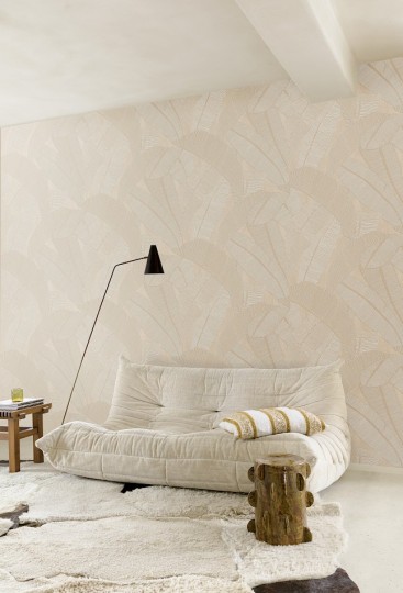 Khroma RIC202 Serica Banyan Ivory - tapeta w liście bananowca