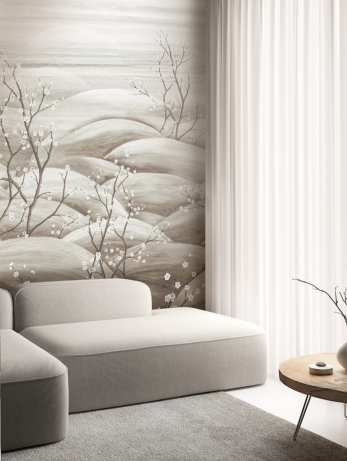 Khroma DGTRA5031-260 Traces Sakura Silver - mural w kwitnące wiśnie