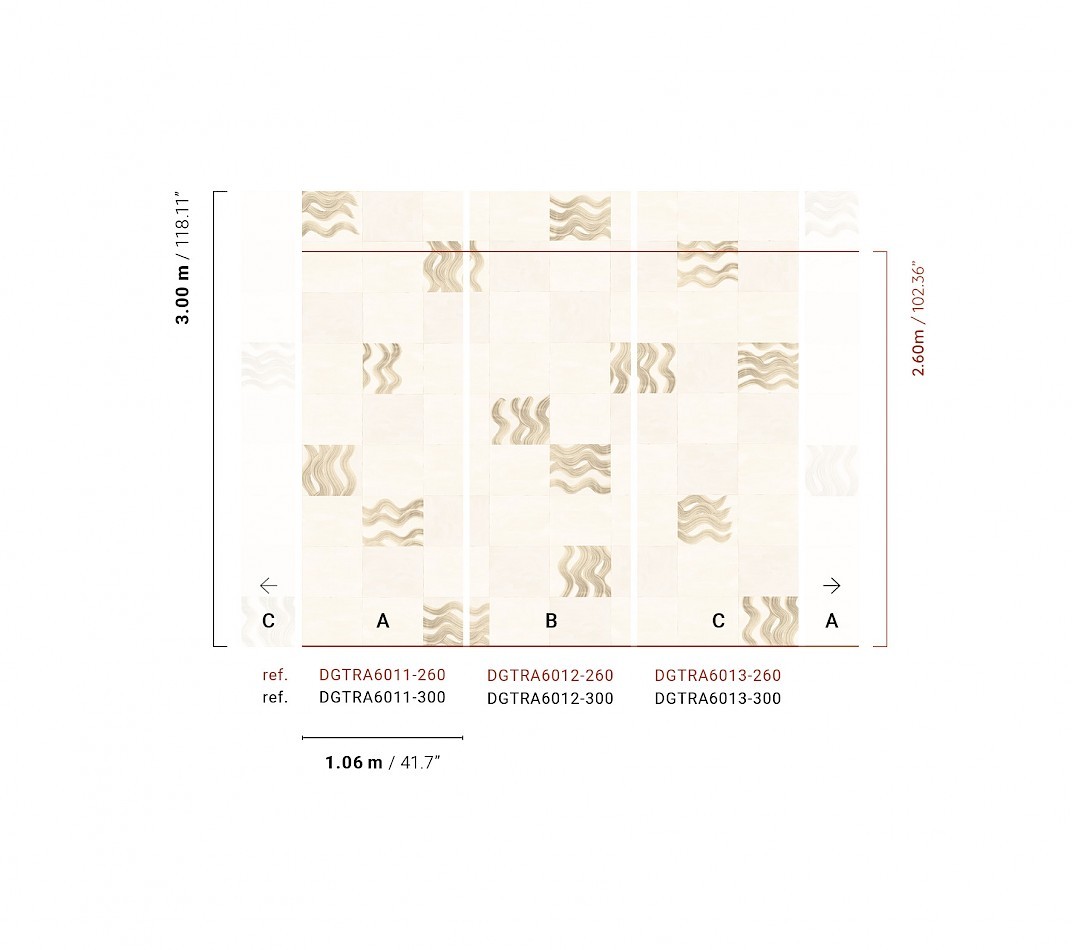 Khroma DGTRA6012-260 Traces Yugen Sand - mural geometryczny w kwadraty i fale
