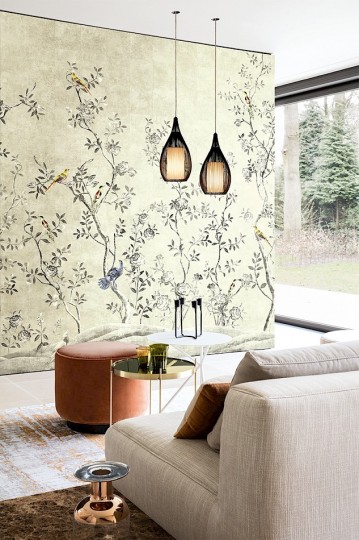 Khroma DG2VOL1013 Wall Designs II Volière Paloma - mural z sizalu w ptaki i róże