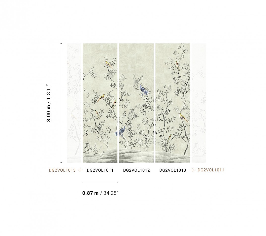 Khroma DG2VOL1013 Wall Designs II Volière Paloma - mural z sizalu w ptaki i róże