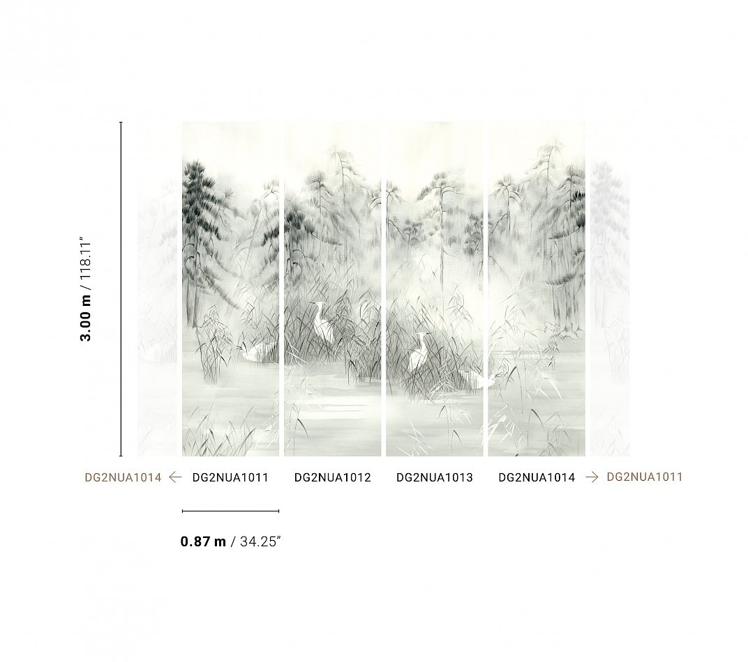 Khroma DG2NUA1013 Wall Designs II Nuage Lake - mural z sizalu w krajobraz z czaplami