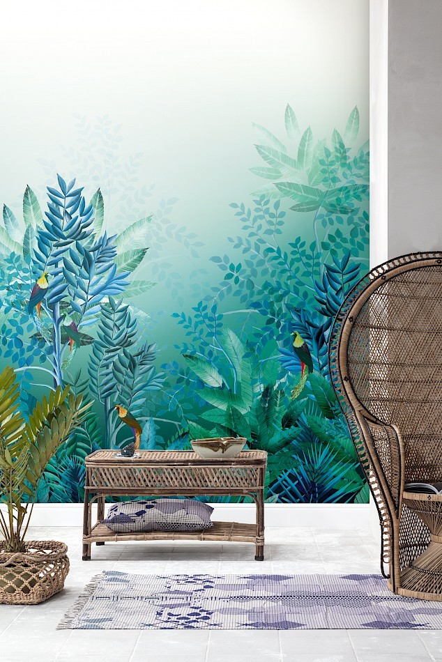 Khroma DGTRI1022 Wall Designs II Tribute Jungle - mural w liście i ptaki