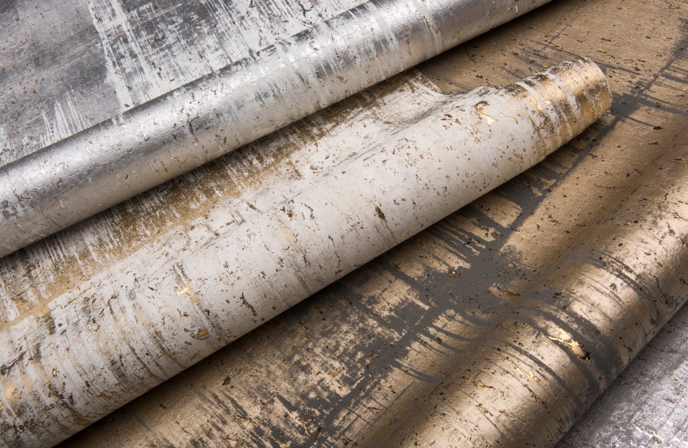 Omexco ANT101 Antarès - tapeta korkowa w kwadraty o metalicznym wykończeniu