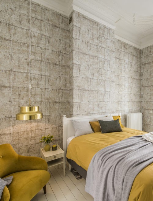 Omexco ANT231 Antarès - tapeta korkowa w geometryczny wzór z metalicznymi drobinkami