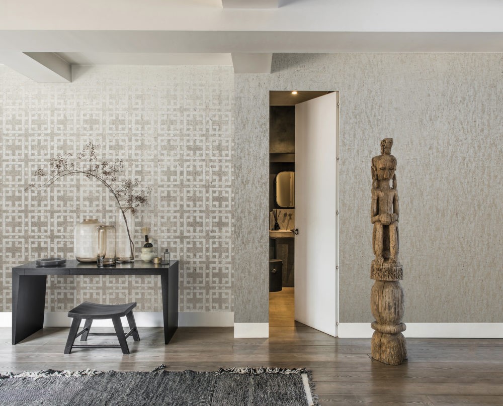 Omexco ANT305 Antarès - tapeta korkowa w geometryczny wzór z metalicznymi drobinkami