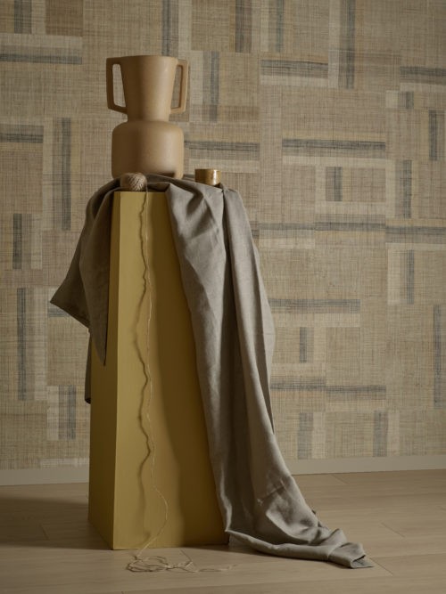 Omexco AT74 Atelier - tapeta w patchworkowy wzór z rafii