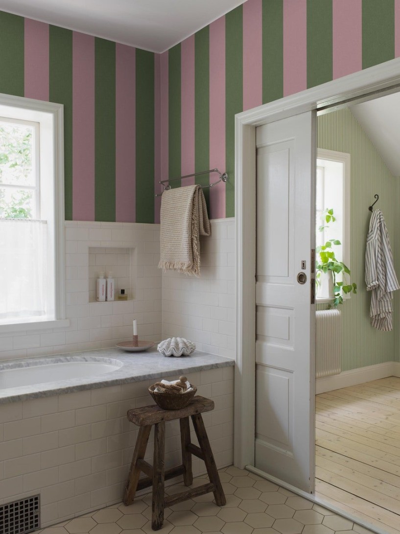 Boras Tapeter 9796W Studio Bjärö Stripe Pink - mural w paski